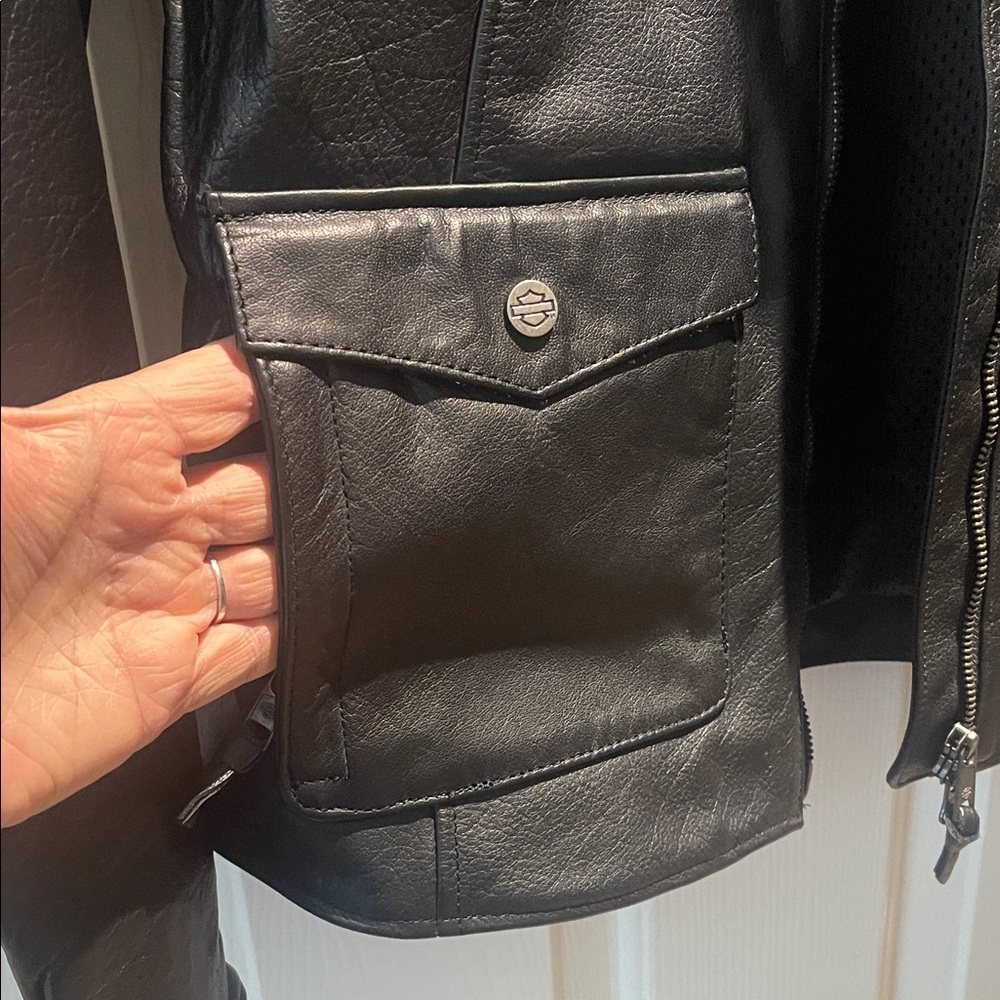 Harley-Davidson Black Leather Riding Jacket Large NWT 3 - Picture 4 of 16